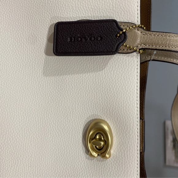 Coach Large Leather Willow CB Tote, Chalk White/Multi - Picture 2 of 7